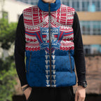 Personalized Western Bulldogs Sleeveless Puffer Jacket Polynesian Tribal Pattern Heritage Football