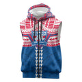 Personalized Western Bulldogs Sleeveless Zip Hoodie Polynesian Tribal Pattern Heritage Football