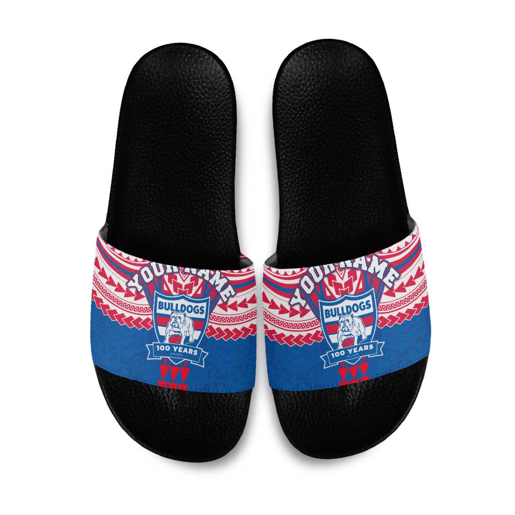 Personalized Western Bulldogs Slide Sandals Polynesian Tribal Pattern Heritage Football