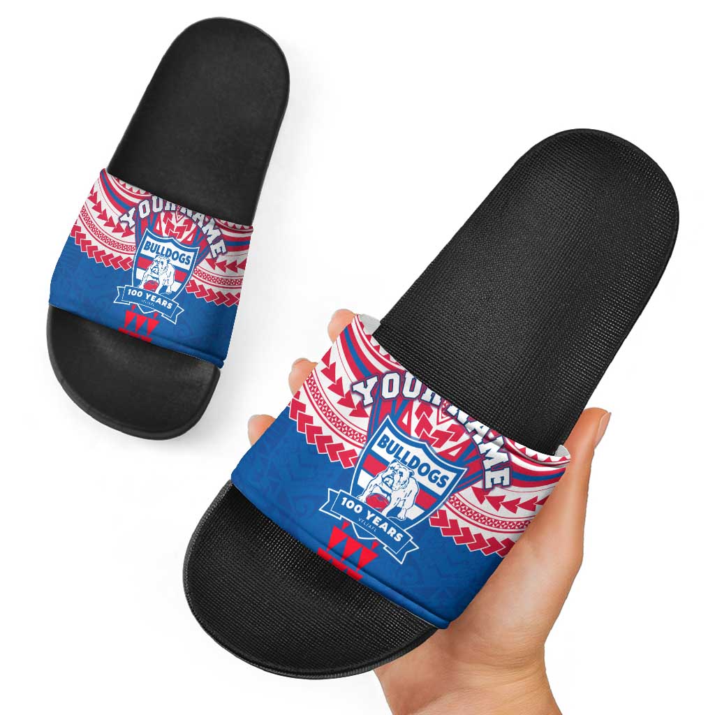 Personalized Western Bulldogs Slide Sandals Polynesian Tribal Pattern Heritage Football
