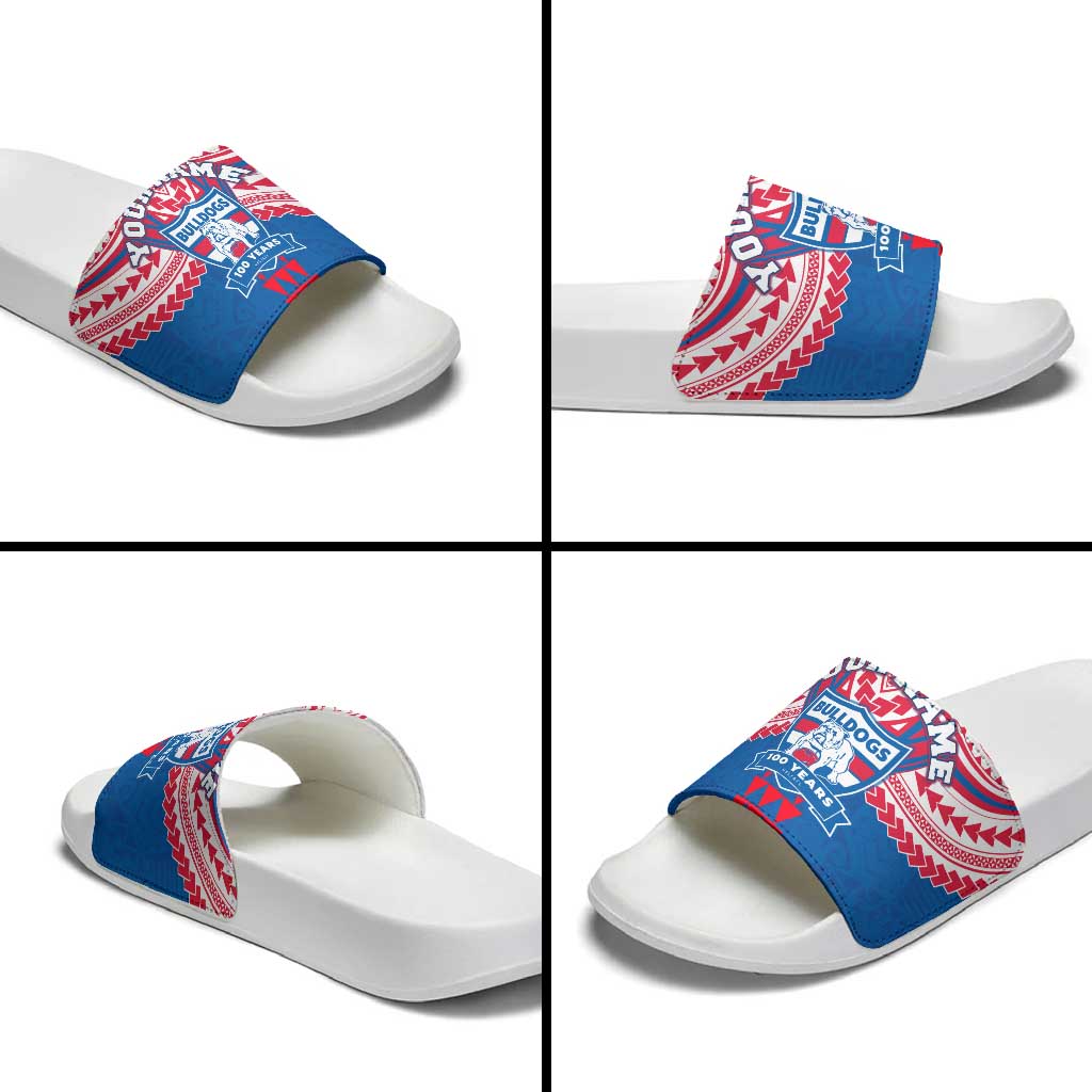 Personalized Western Bulldogs Slide Sandals Polynesian Tribal Pattern Heritage Football