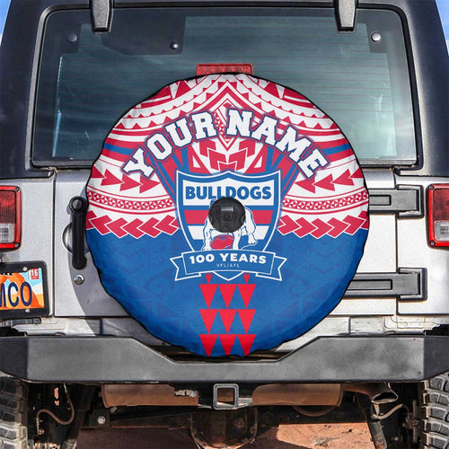 Personalized Western Bulldogs Spare Tire Cover Polynesian Tribal Pattern Heritage Football