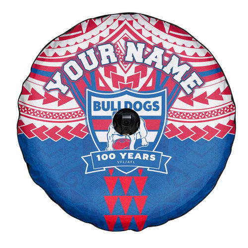 Personalized Western Bulldogs Spare Tire Cover Polynesian Tribal Pattern Heritage Football