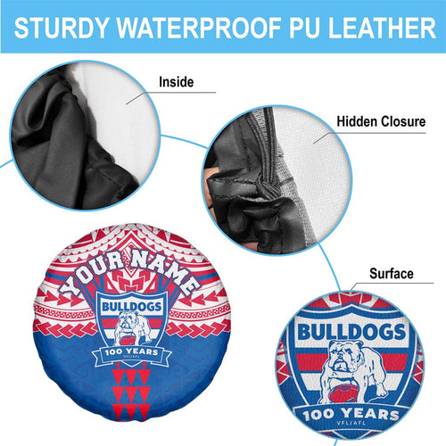 Personalized Western Bulldogs Spare Tire Cover Polynesian Tribal Pattern Heritage Football