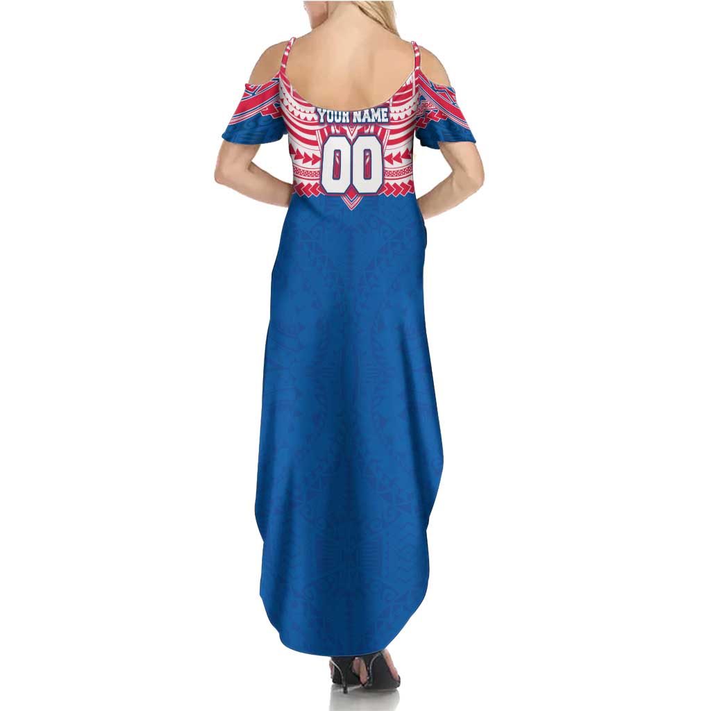 Personalized Western Bulldogs Summer Maxi Dress Polynesian Tribal Pattern Heritage Football