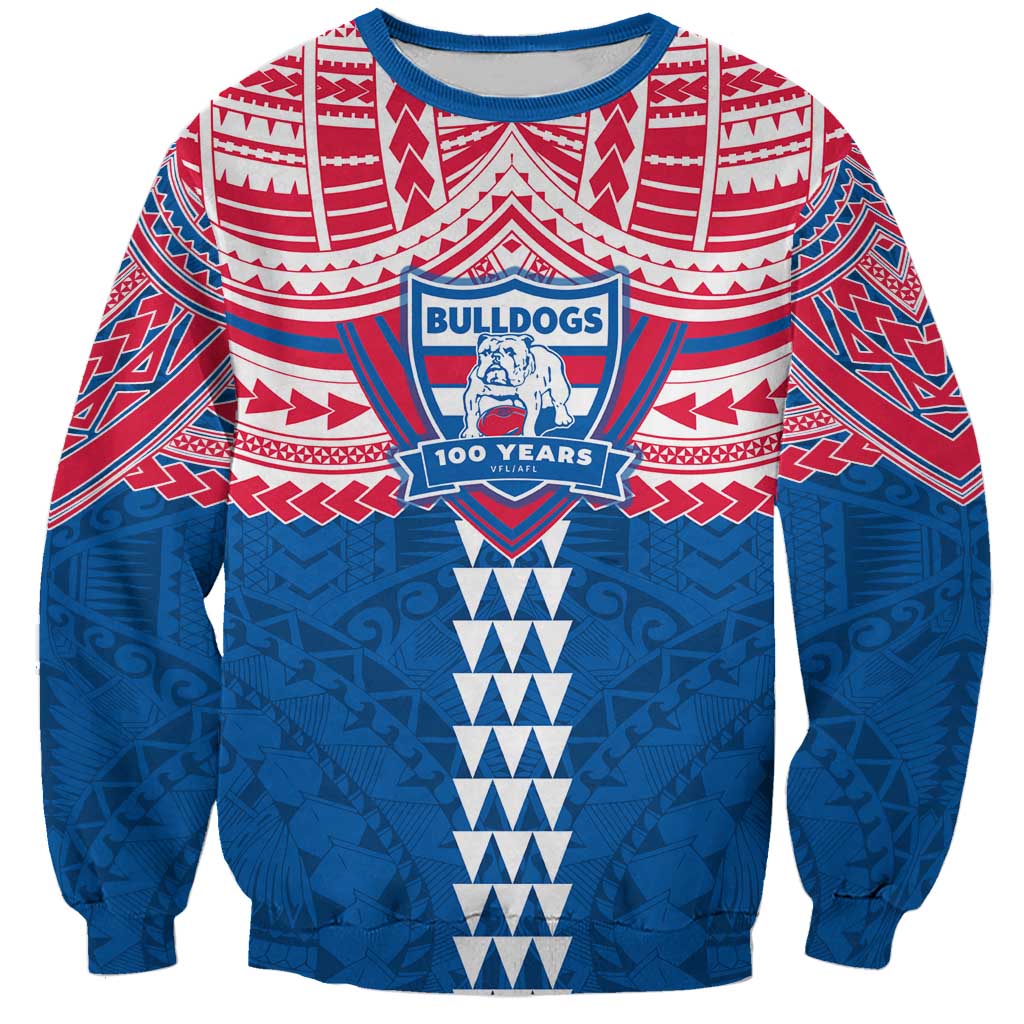 Personalized Western Bulldogs Sweatshirt Polynesian Tribal Pattern Heritage Football