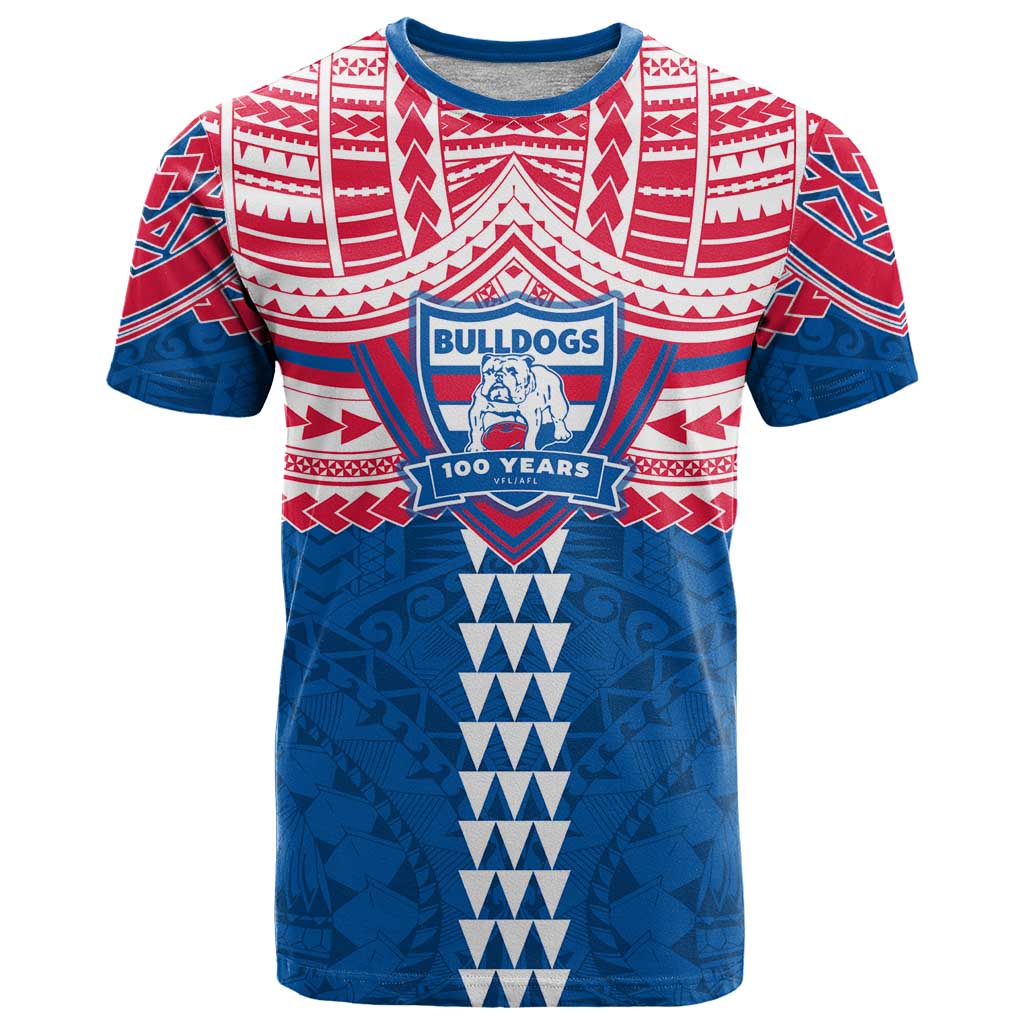 Personalized Western Bulldogs T Shirt Polynesian Tribal Pattern Heritage Football