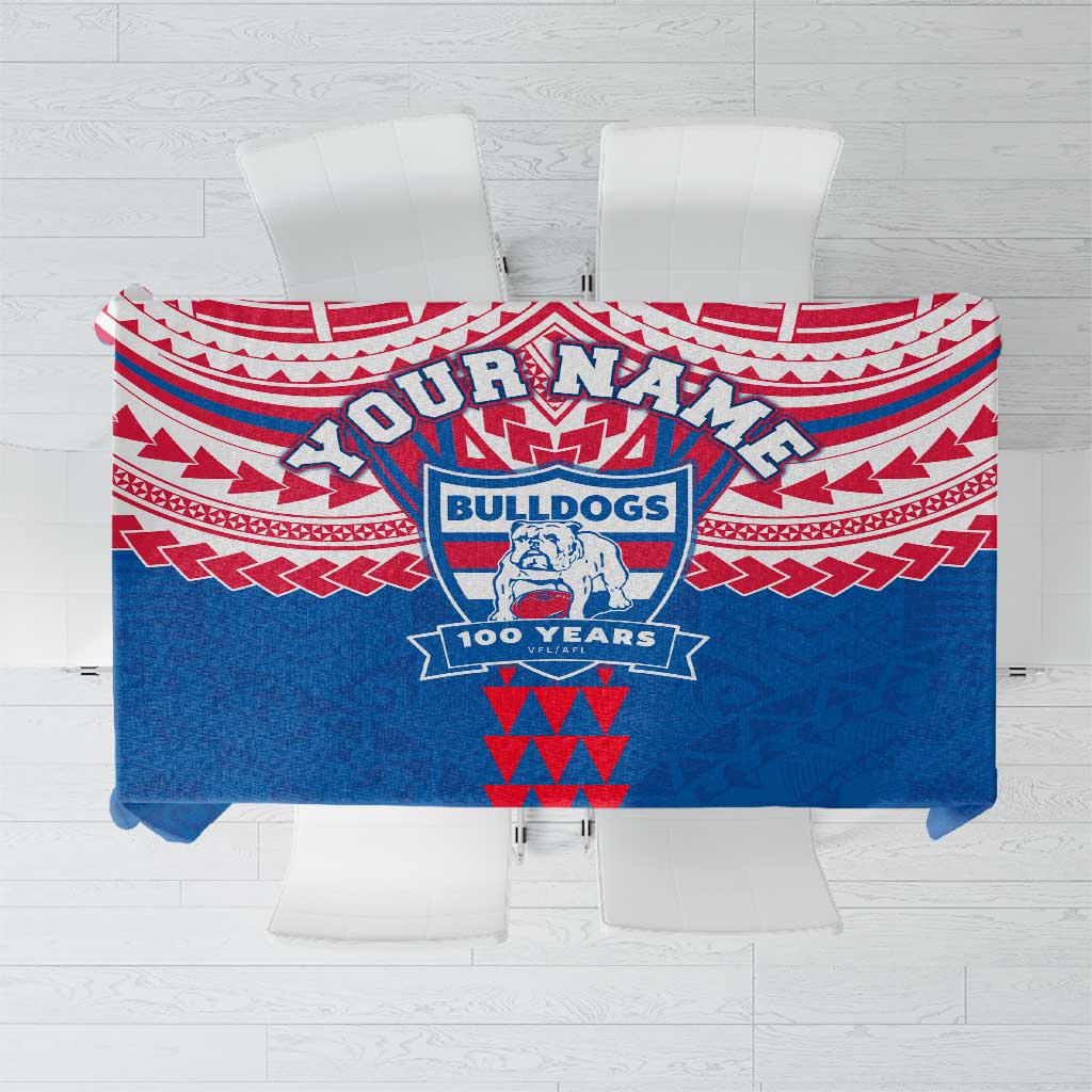Personalized Western Bulldogs Tablecloth Polynesian Tribal Pattern Heritage Football
