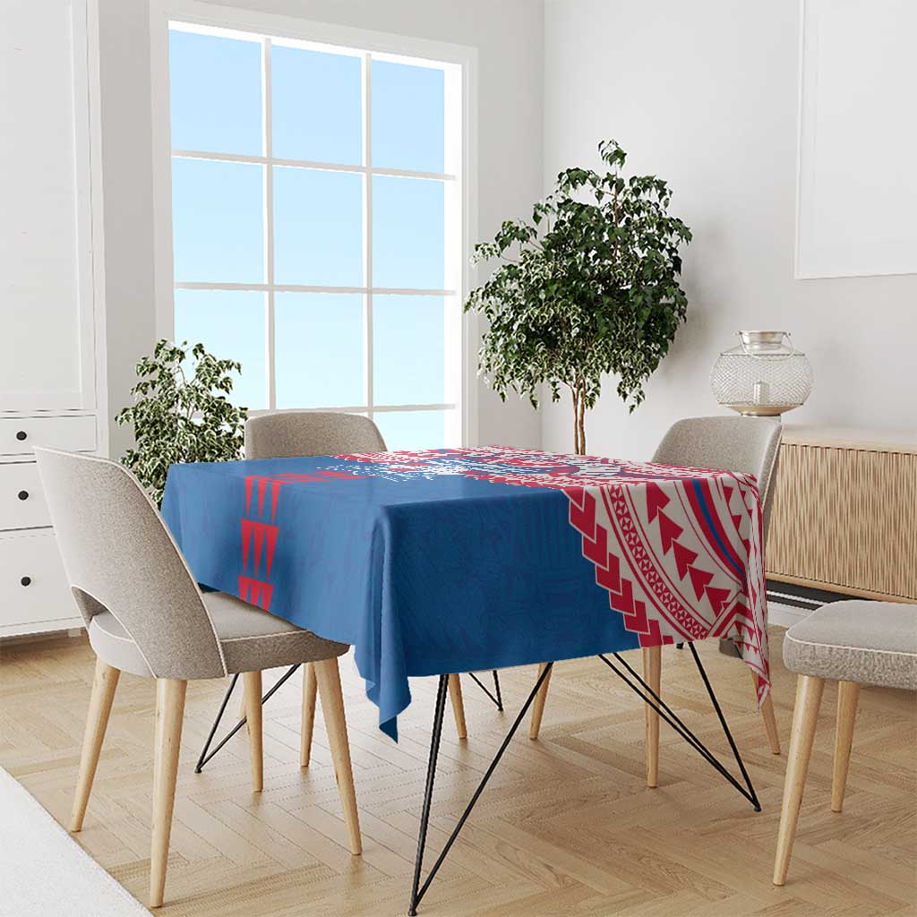 Personalized Western Bulldogs Tablecloth Polynesian Tribal Pattern Heritage Football