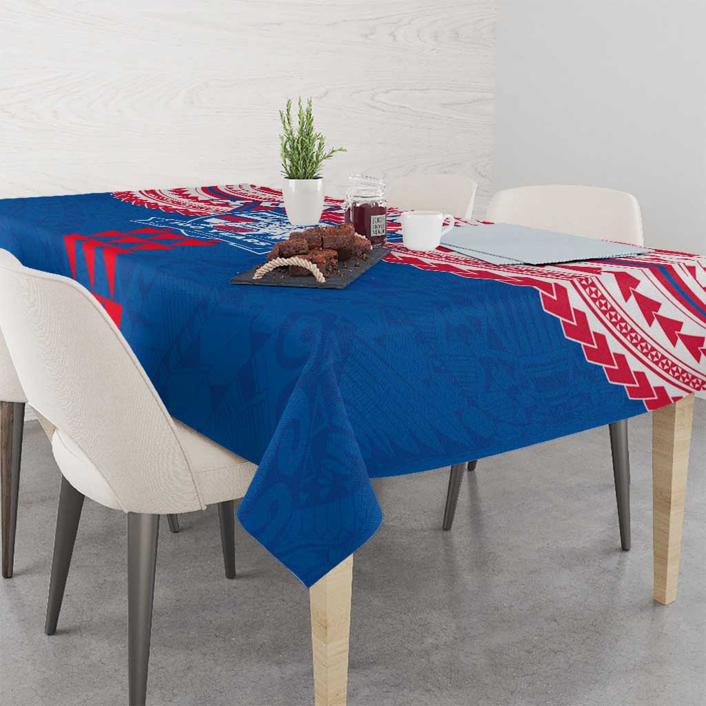 Personalized Western Bulldogs Tablecloth Polynesian Tribal Pattern Heritage Football