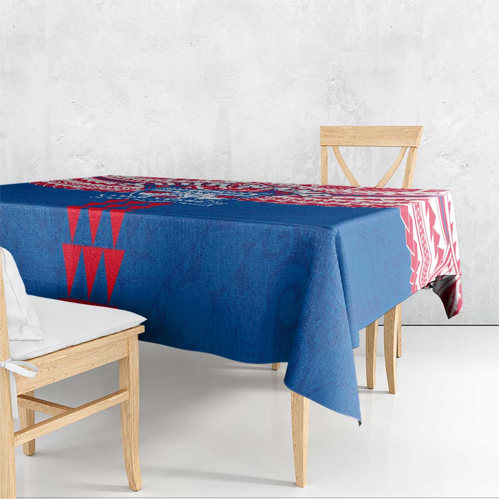 Personalized Western Bulldogs Tablecloth Polynesian Tribal Pattern Heritage Football