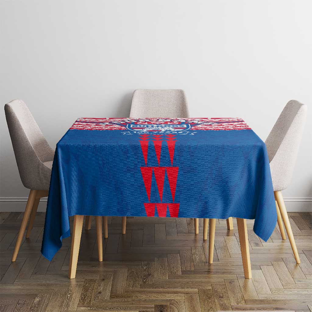 Personalized Western Bulldogs Tablecloth Polynesian Tribal Pattern Heritage Football