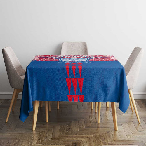 Personalized Western Bulldogs Tablecloth Polynesian Tribal Pattern Heritage Football