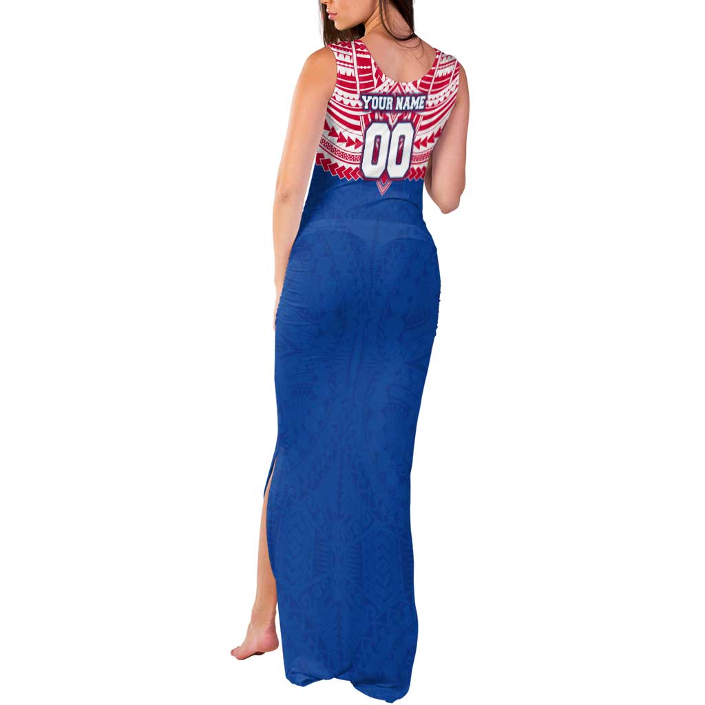 Personalized Western Bulldogs Tank Maxi Dress Polynesian Tribal Pattern Heritage Football