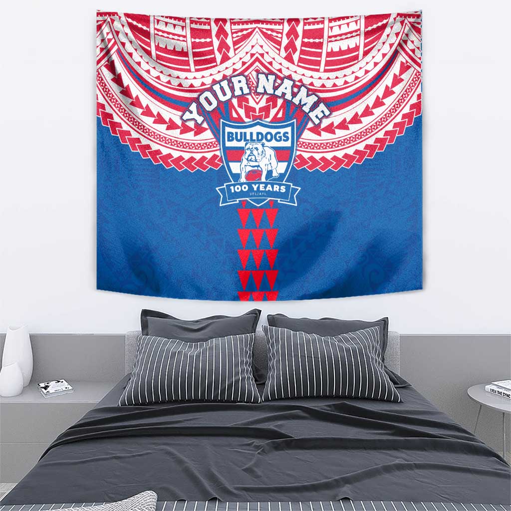 Personalized Western Bulldogs Tapestry Polynesian Tribal Pattern Heritage Football