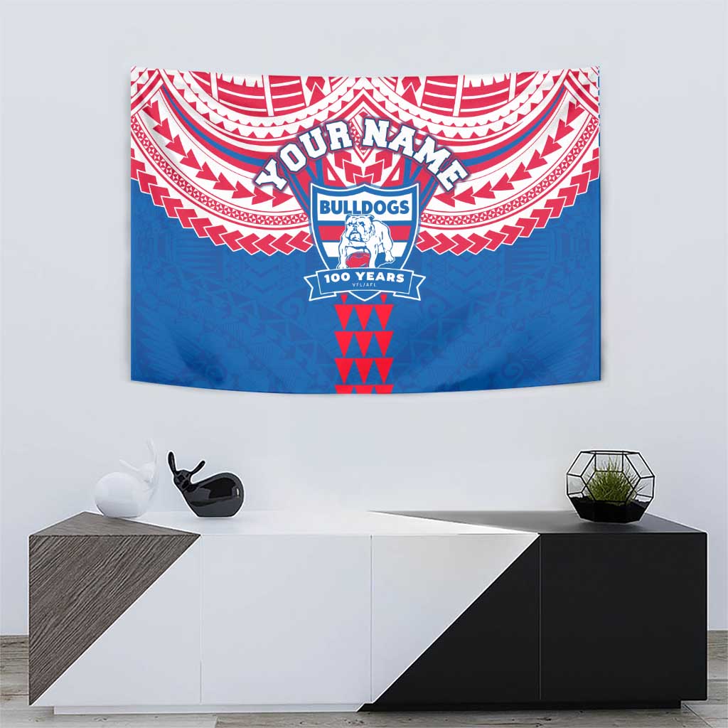 Personalized Western Bulldogs Tapestry Polynesian Tribal Pattern Heritage Football