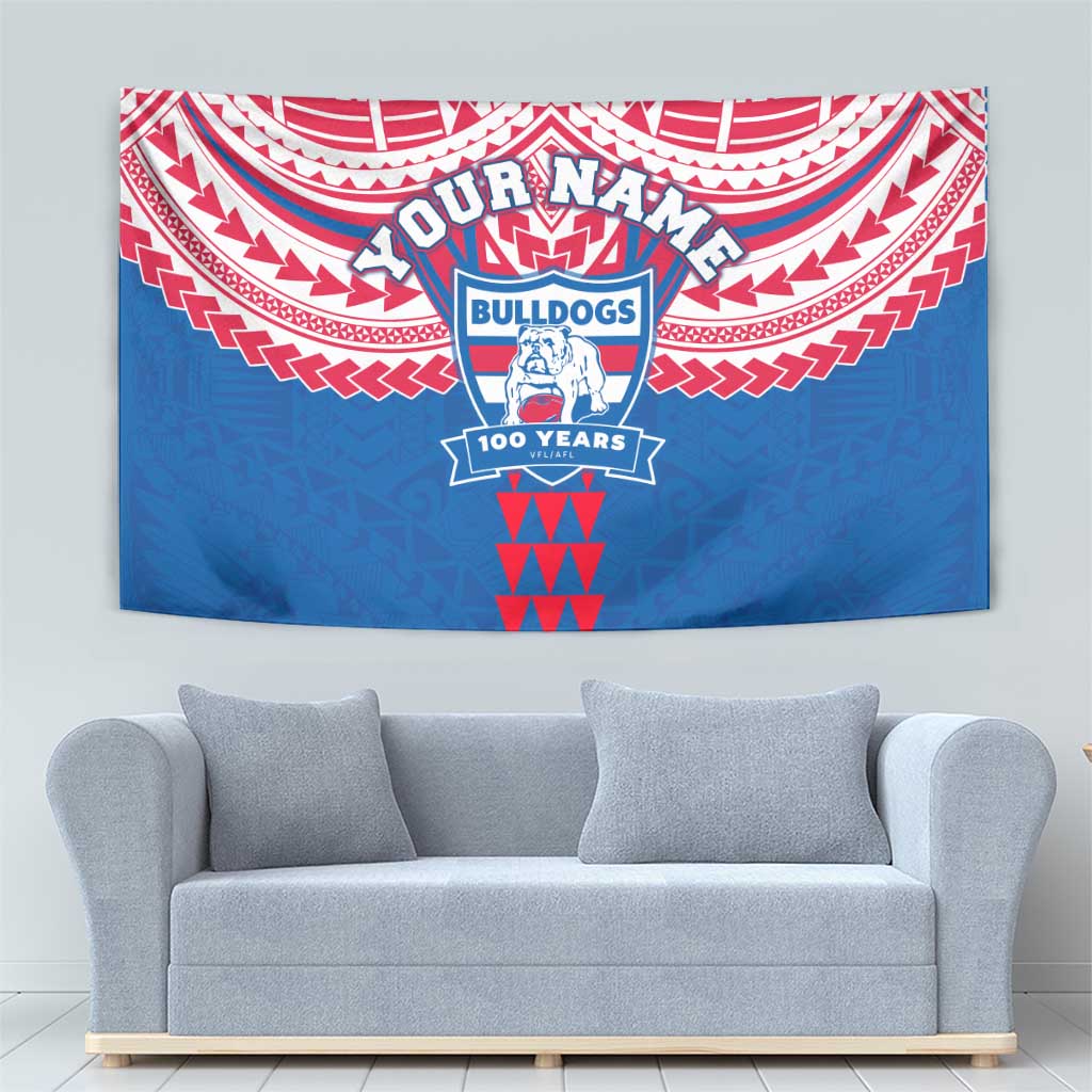 Personalized Western Bulldogs Tapestry Polynesian Tribal Pattern Heritage Football