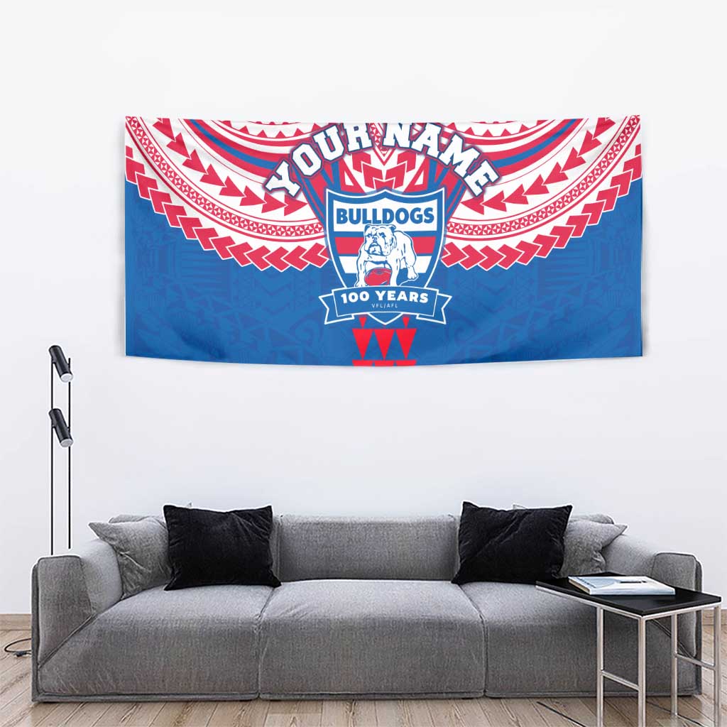 Personalized Western Bulldogs Tapestry Polynesian Tribal Pattern Heritage Football