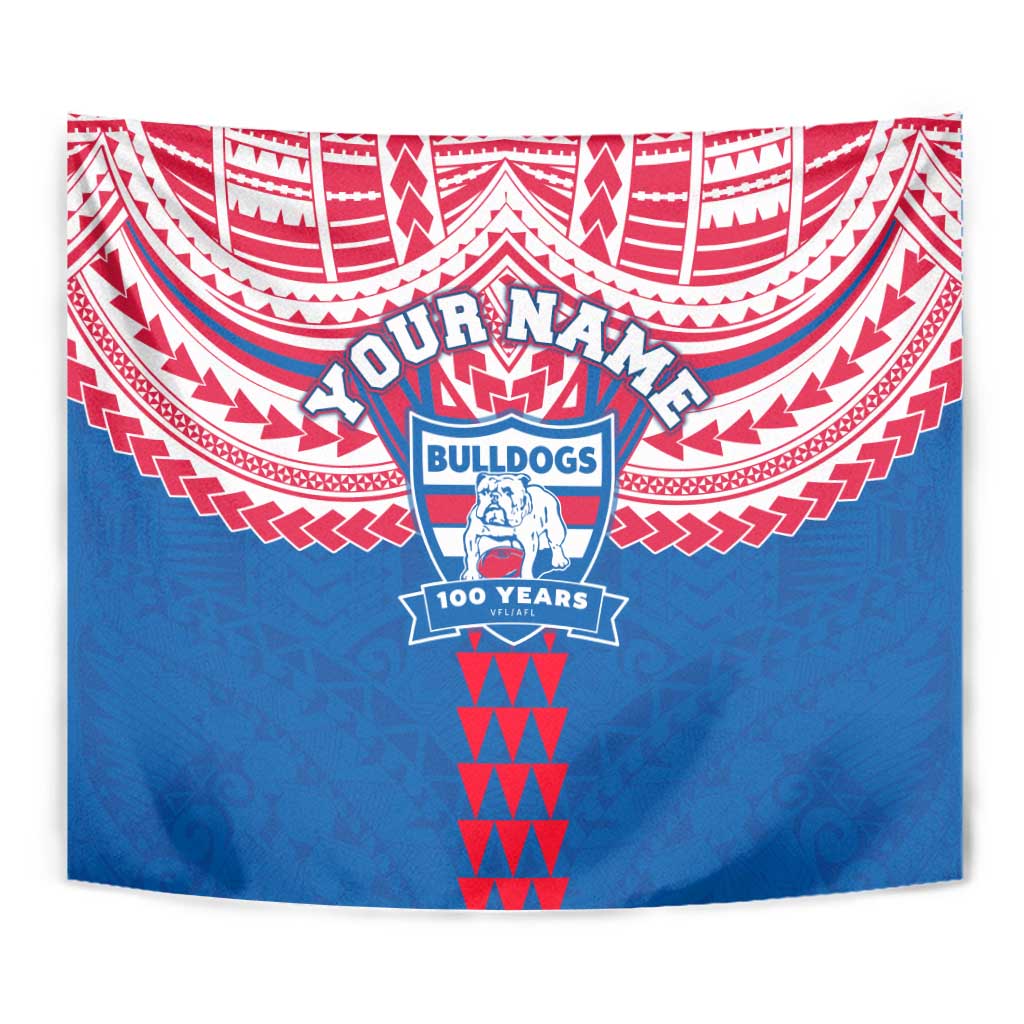 Personalized Western Bulldogs Tapestry Polynesian Tribal Pattern Heritage Football