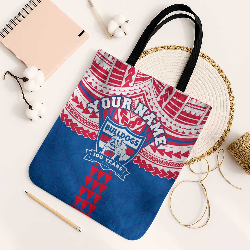 Personalized Western Bulldogs Tote Bag Polynesian Tribal Pattern Heritage Football