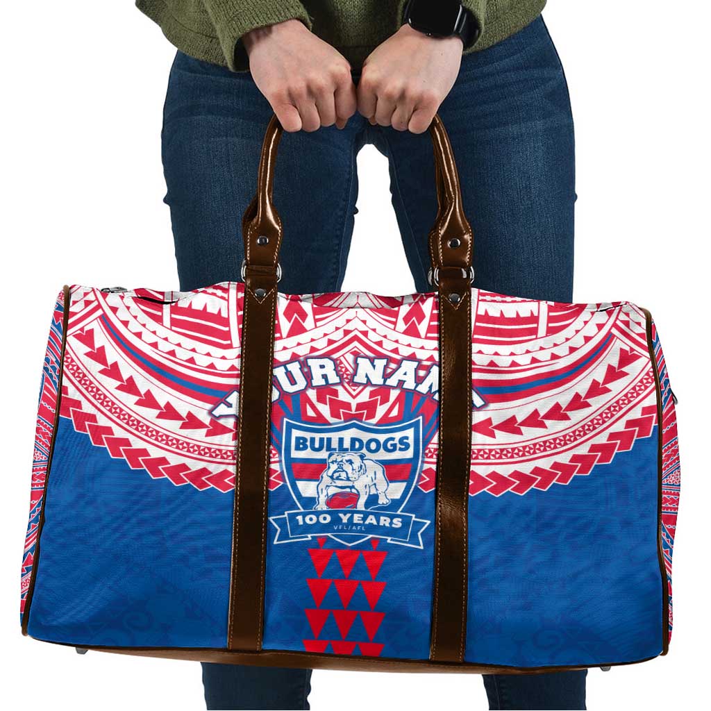 Personalized Western Bulldogs Travel Bag Polynesian Tribal Pattern Heritage Football