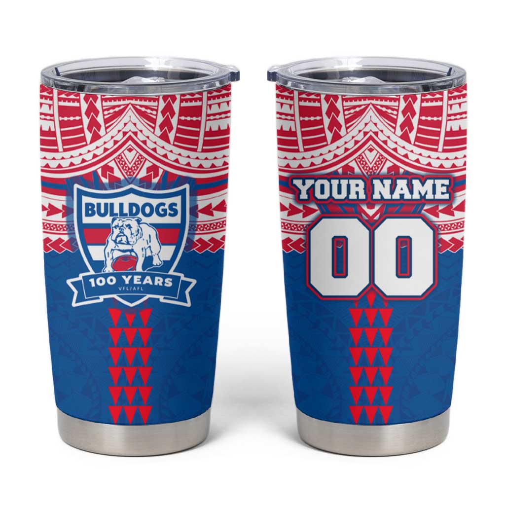 Personalized Western Bulldogs Tumbler Cup Polynesian Tribal Pattern Heritage Football