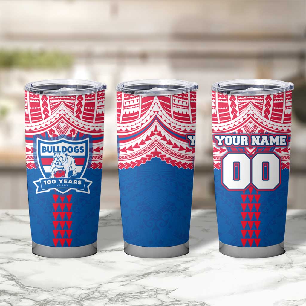 Personalized Western Bulldogs Tumbler Cup Polynesian Tribal Pattern Heritage Football