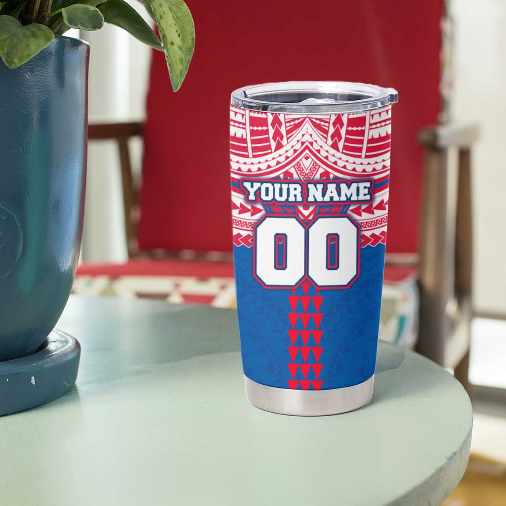 Personalized Western Bulldogs Tumbler Cup Polynesian Tribal Pattern Heritage Football