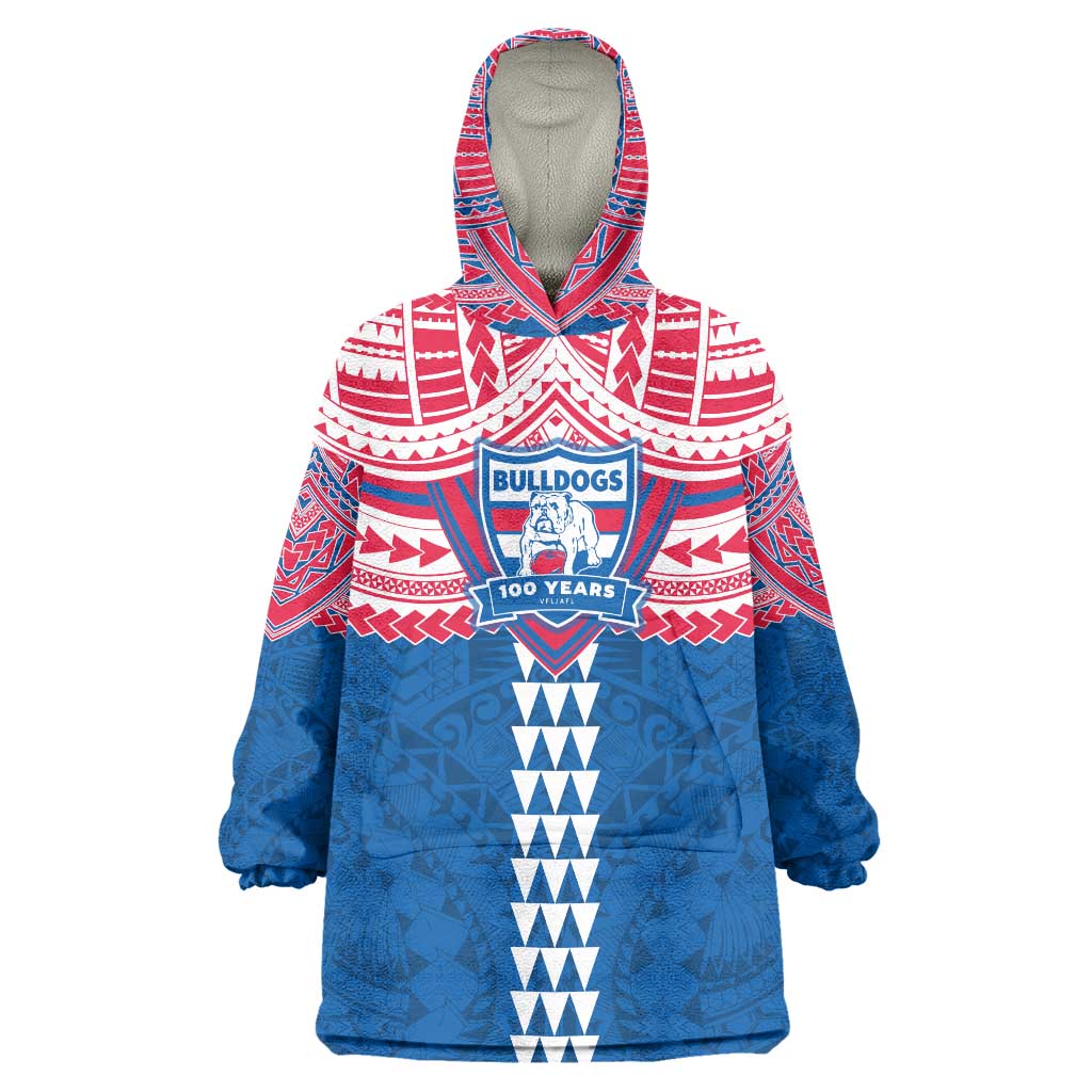 Personalized Western Bulldogs Wearable Blanket Hoodie Polynesian Tribal Pattern Heritage Football