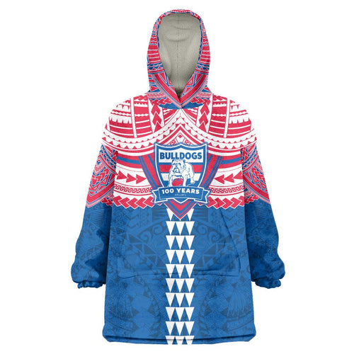Personalized Western Bulldogs Wearable Blanket Hoodie Polynesian Tribal Pattern Heritage Football