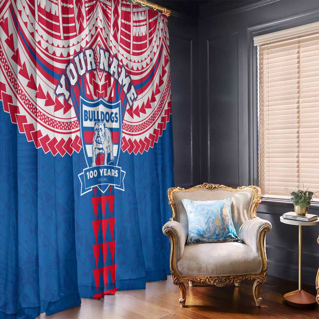 Personalized Western Bulldogs Window Curtain Polynesian Tribal Pattern Heritage Football