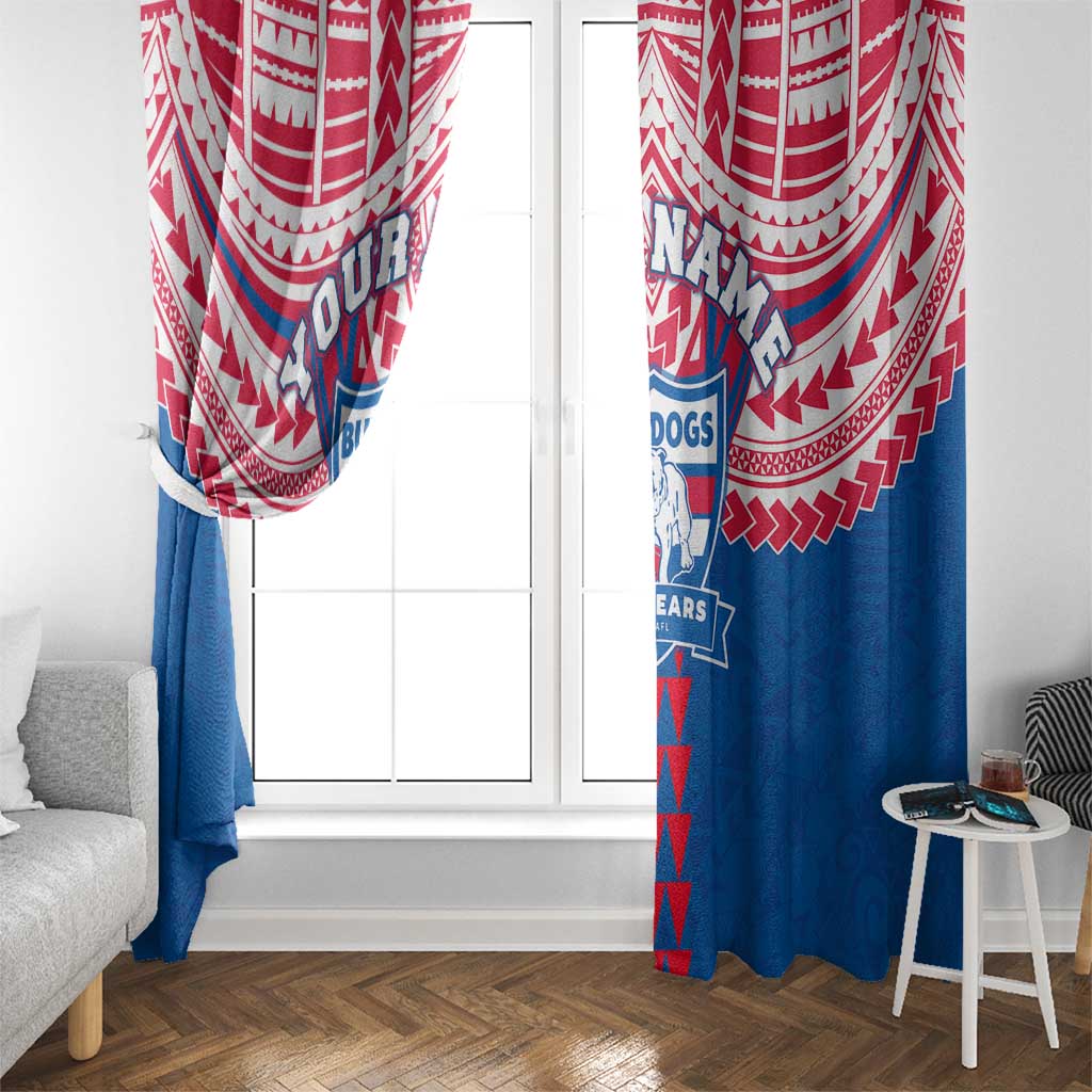 Personalized Western Bulldogs Window Curtain Polynesian Tribal Pattern Heritage Football