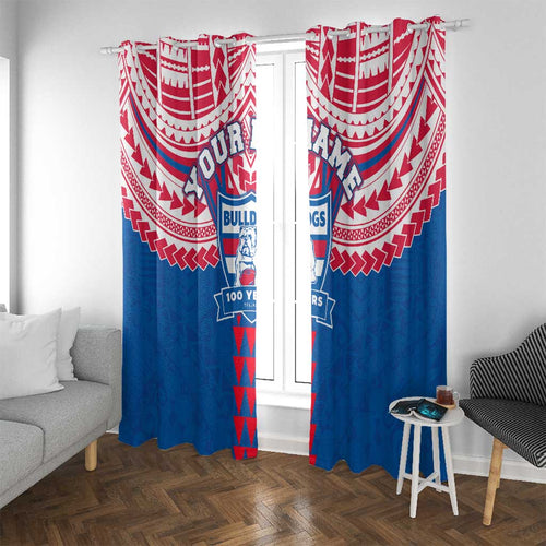 Personalized Western Bulldogs Window Curtain Polynesian Tribal Pattern Heritage Football