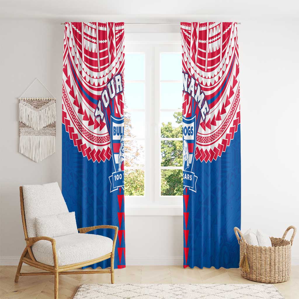 Personalized Western Bulldogs Window Curtain Polynesian Tribal Pattern Heritage Football