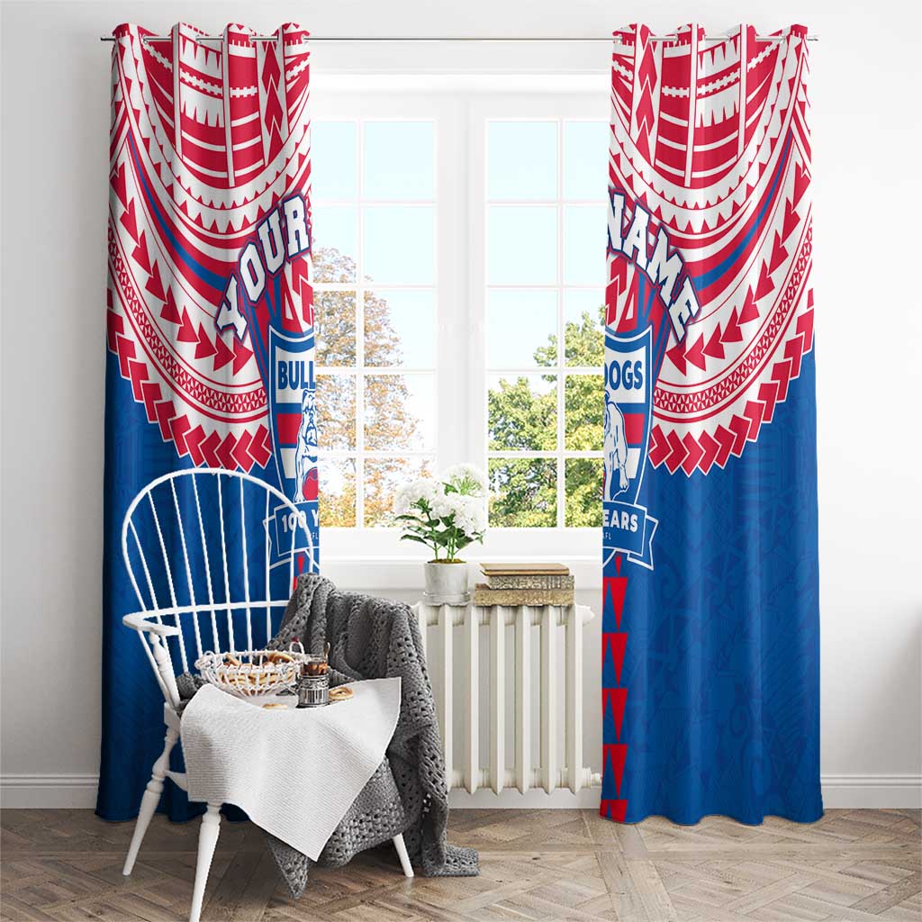 Personalized Western Bulldogs Window Curtain Polynesian Tribal Pattern Heritage Football