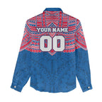 Personalized Western Bulldogs Women Casual Shirt Polynesian Tribal Pattern Heritage Football