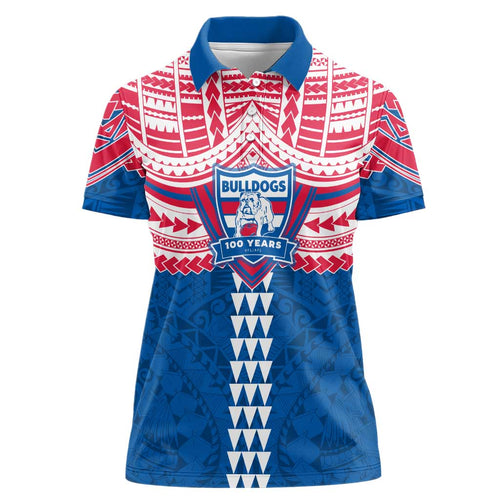 Personalized Western Bulldogs Women Polo Shirt Polynesian Tribal Pattern Heritage Football