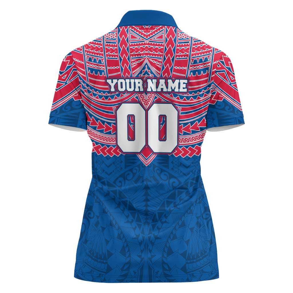 Personalized Western Bulldogs Women Polo Shirt Polynesian Tribal Pattern Heritage Football
