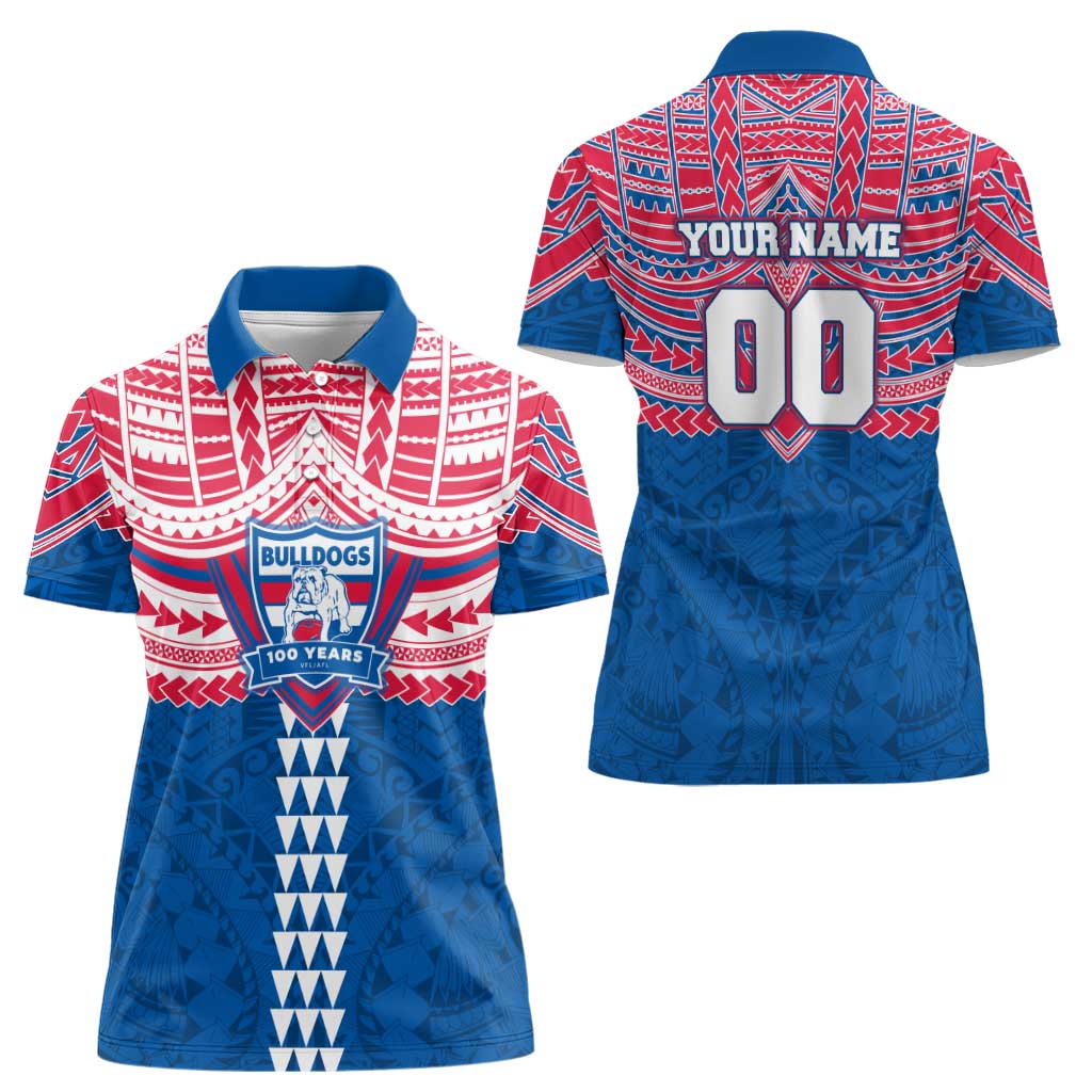Personalized Western Bulldogs Women Polo Shirt Polynesian Tribal Pattern Heritage Football