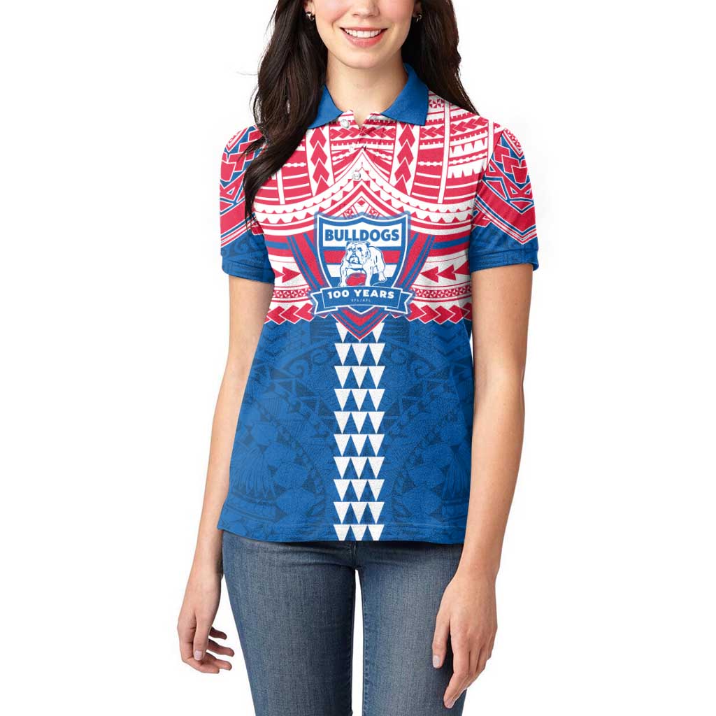 Personalized Western Bulldogs Women Polo Shirt Polynesian Tribal Pattern Heritage Football