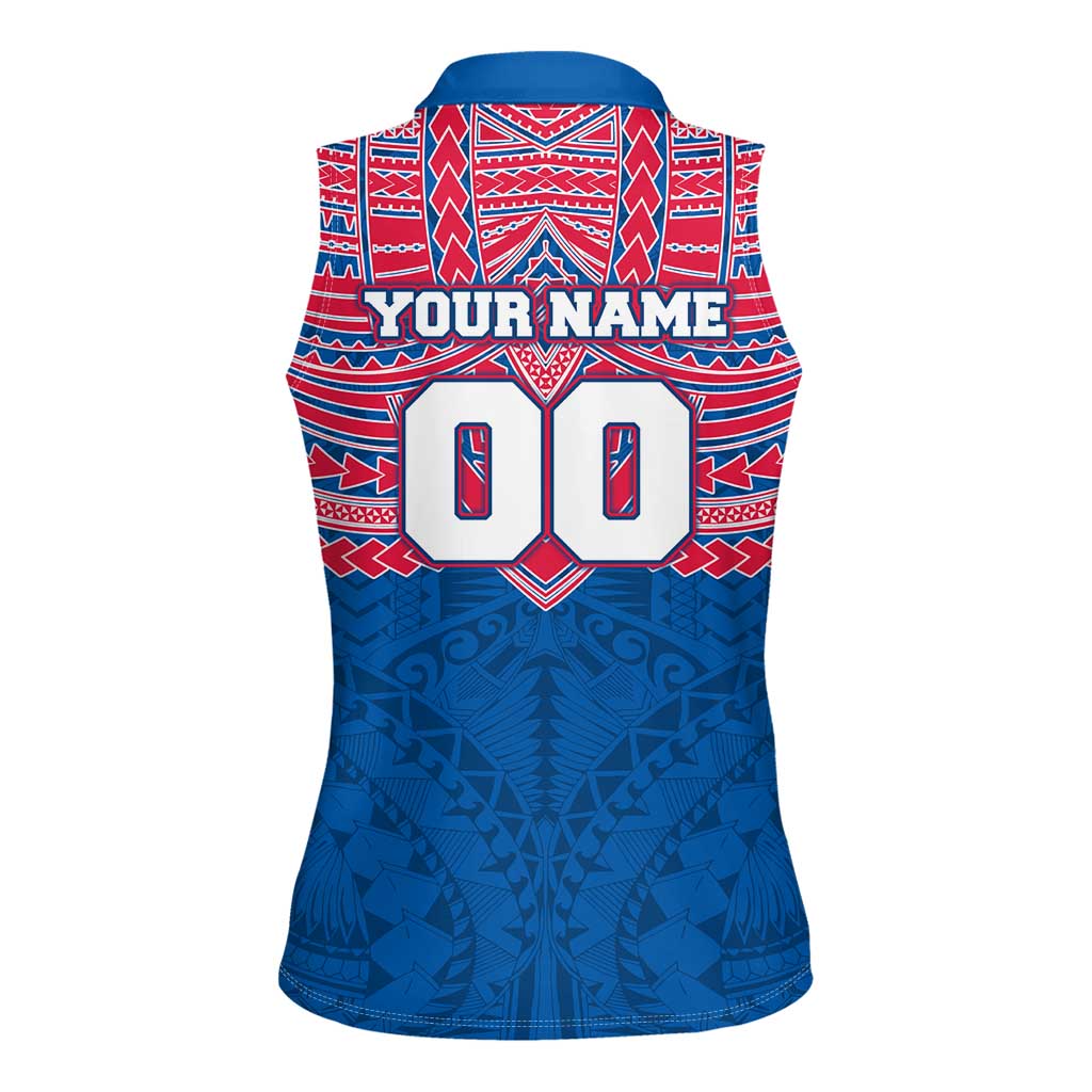 Personalized Western Bulldogs Women Sleeveless Polo Shirt Polynesian Tribal Pattern Heritage Football