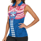 Personalized Western Bulldogs Women Sleeveless Polo Shirt Polynesian Tribal Pattern Heritage Football
