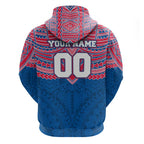 Personalized Western Bulldogs Zip Hoodie Polynesian Tribal Pattern Heritage Football