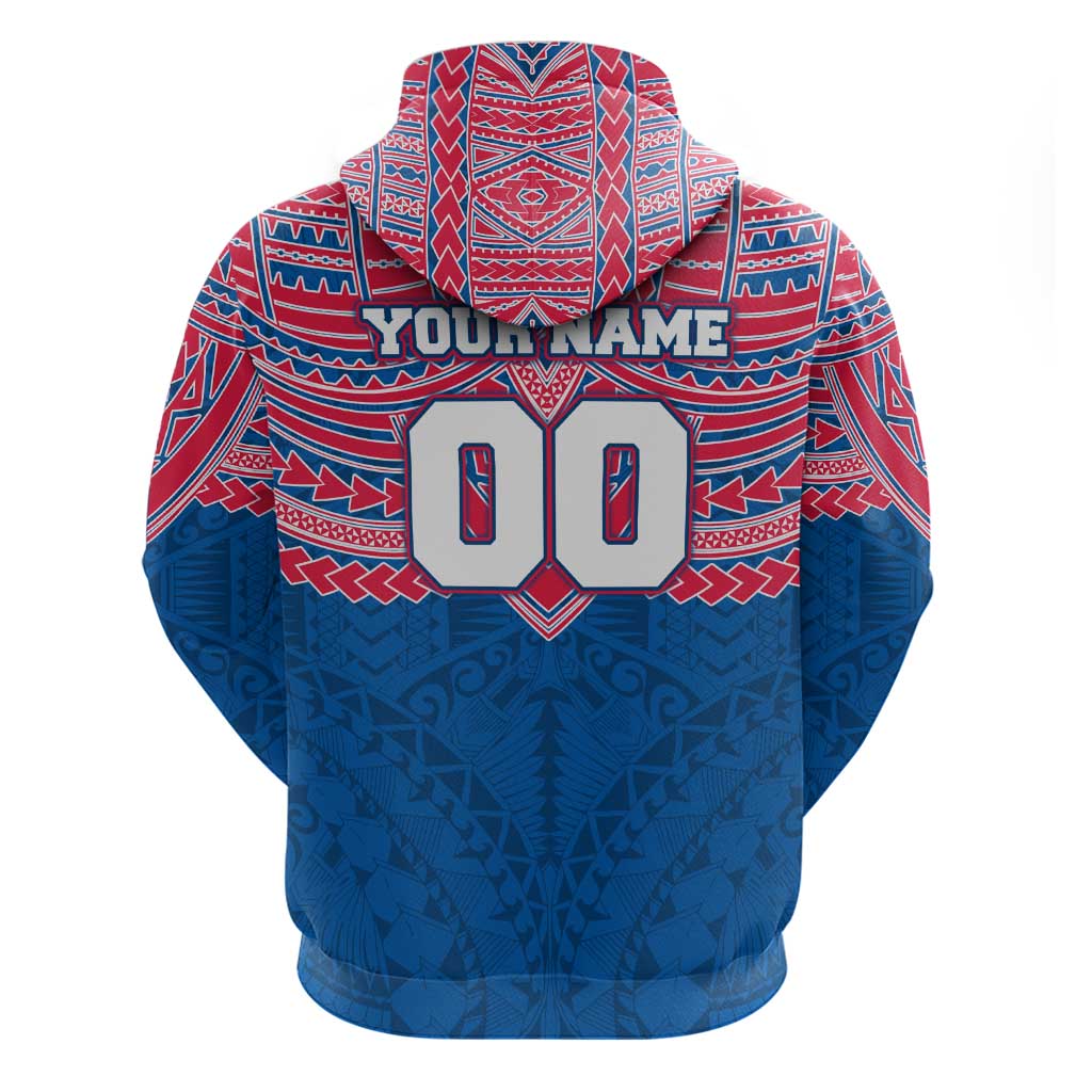 Personalized Western Bulldogs Zip Hoodie Polynesian Tribal Pattern Heritage Football