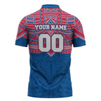 Personalized Western Bulldogs Zipper Polo Shirt Polynesian Tribal Pattern Heritage Football