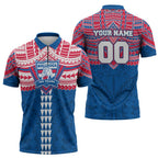 Personalized Western Bulldogs Zipper Polo Shirt Polynesian Tribal Pattern Heritage Football