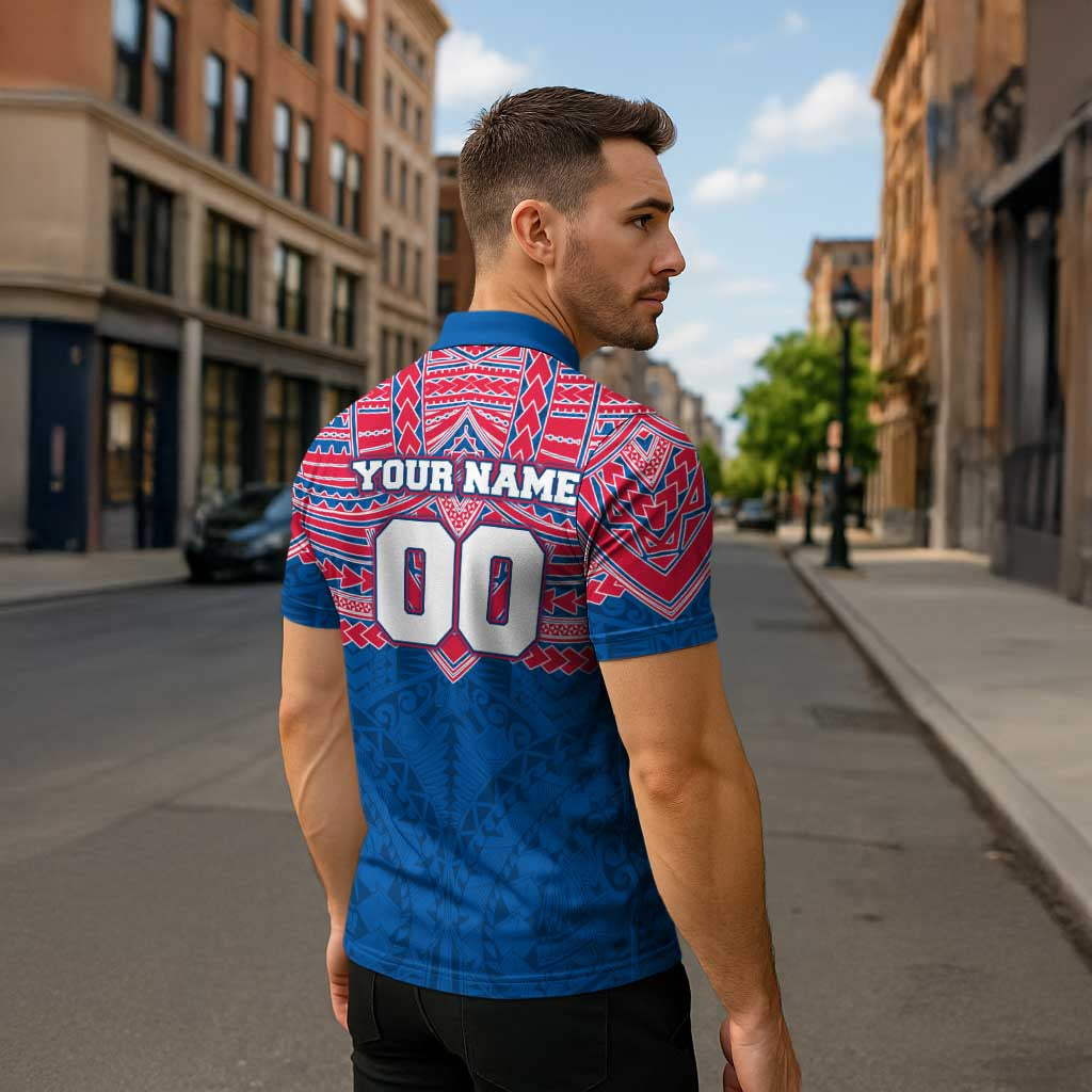 Personalized Western Bulldogs Zipper Polo Shirt Polynesian Tribal Pattern Heritage Football
