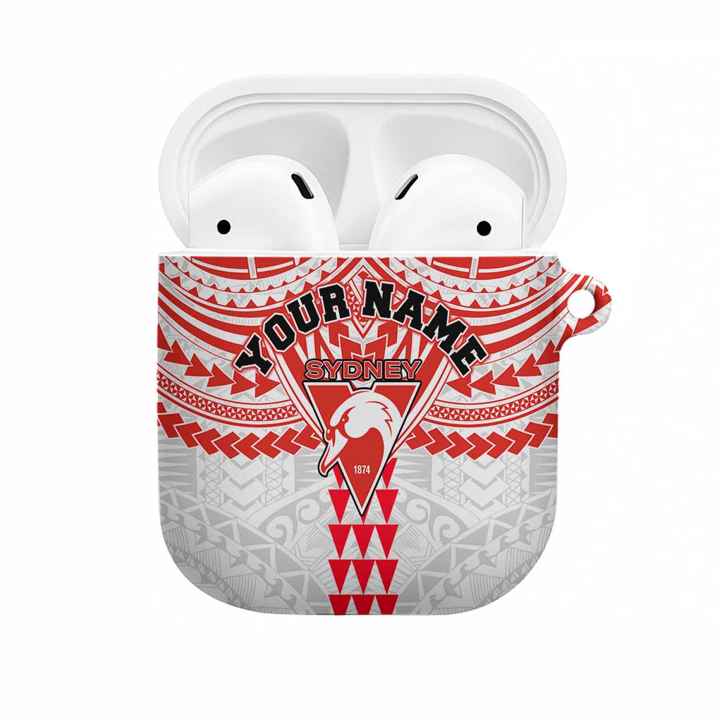 Personalized Sydney Swans AirPods Case Polynesian Tribal Pattern Heritage Football