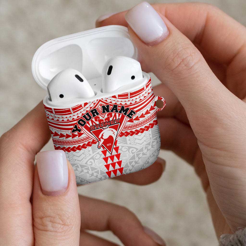 Personalized Sydney Swans AirPods Case Polynesian Tribal Pattern Heritage Football