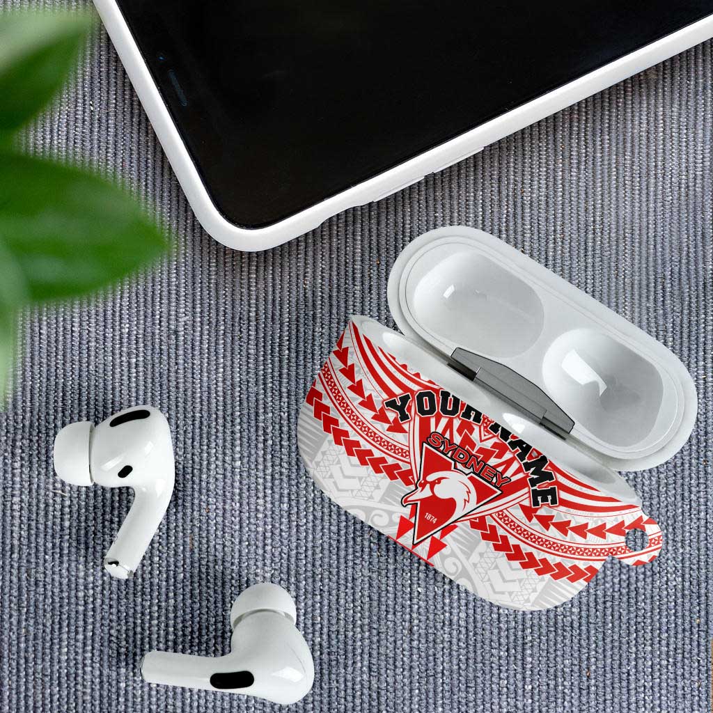 Personalized Sydney Swans AirPods Case Polynesian Tribal Pattern Heritage Football